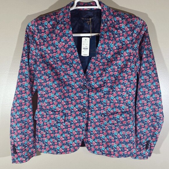 Brooks Brothers 346 Foral Multicolored Navy Lined Blazer Women’s Size 8 - Picture 1 of 3